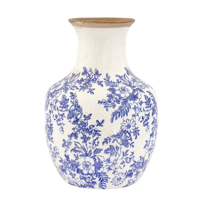 Ceramic Vase - Blue Flowers Belly 25cm - Ceramic