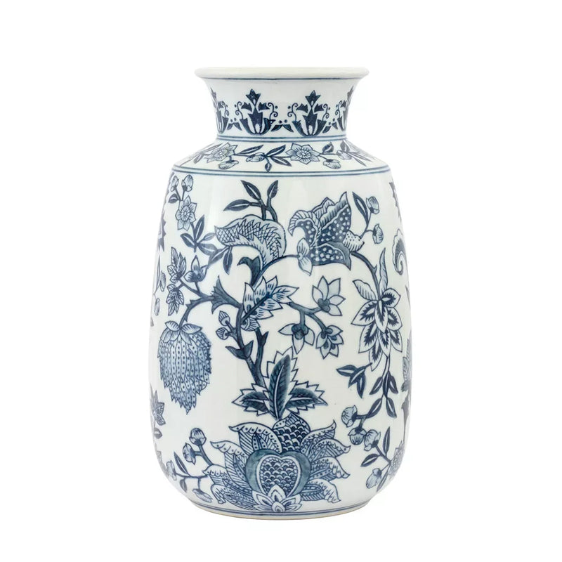 Ceramic Vase - Blue Grey Floral 27.5cm - Ceramic