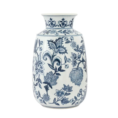 Ceramic Vase - Blue Grey Floral 27.5cm - Ceramic