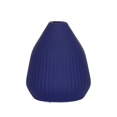 Ceramic Vase Blue Ribbed Posy 13.5cm Ceramic