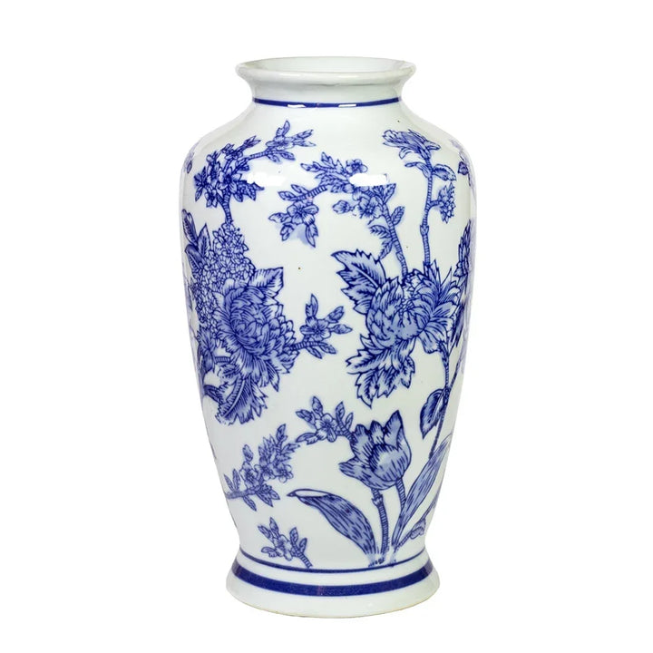 Ceramic Vase - Blue &amp; White Floral 30cm - Ceramic