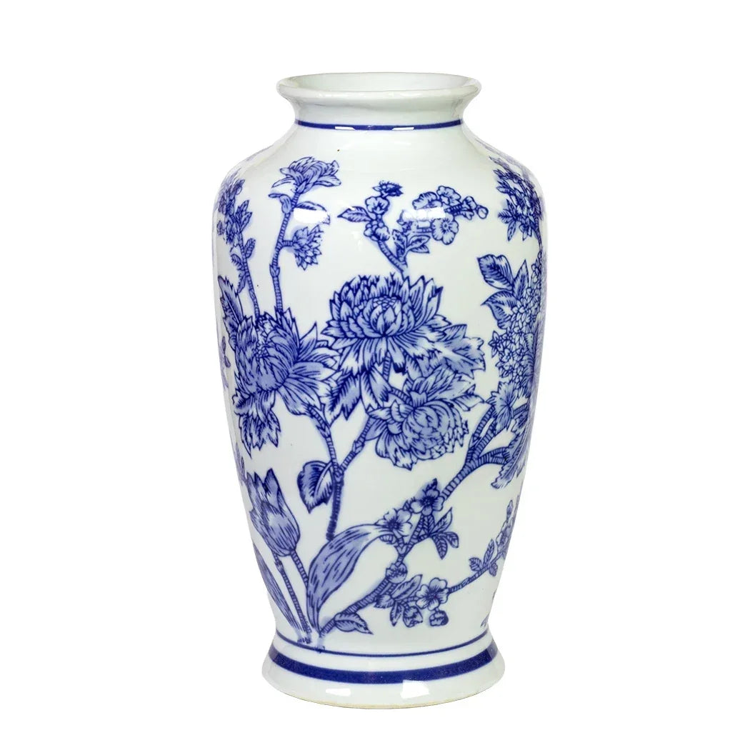 Ceramic Vase - Blue & White Floral 30cm - Ceramic