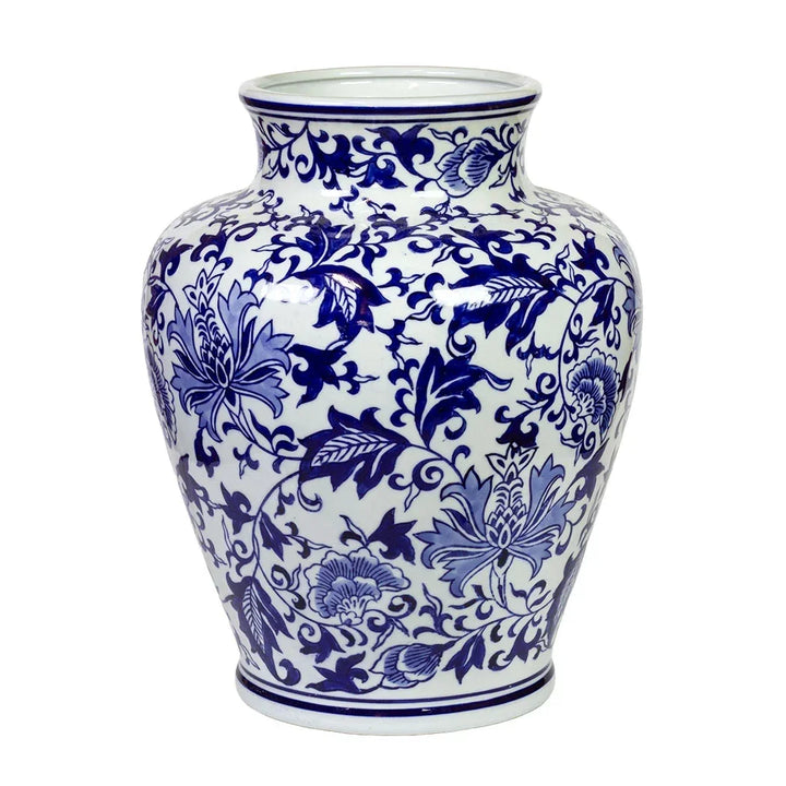 Ceramic Vase - Blue &amp; White Flower &amp; Vines 28cm - Ceramic
