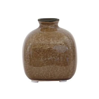 Ceramic Vase - Brown Squared Posy 9cm - Ceramic