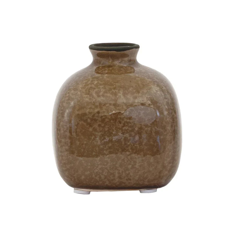 Ceramic Vase - Brown Squared Posy 9cm - Ceramic