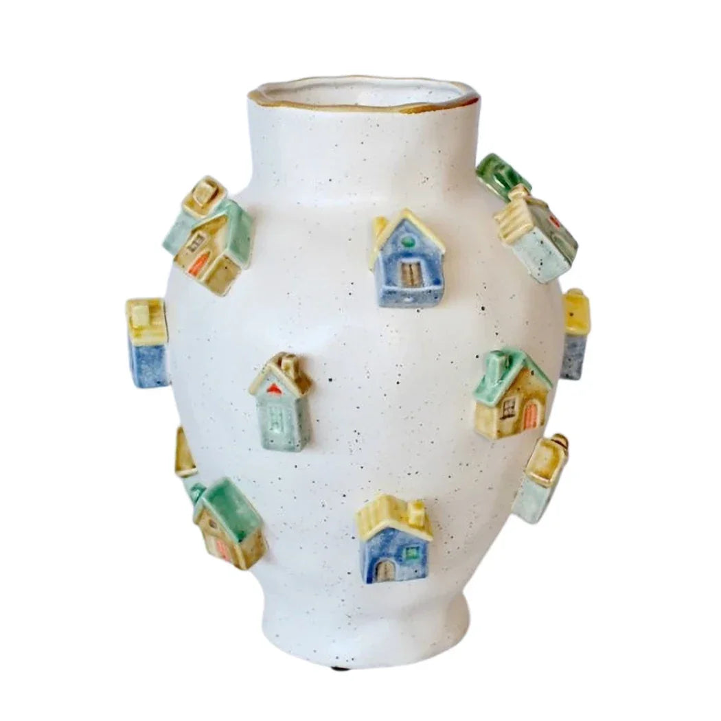 Ceramic Vase - Cute Little Houses 32cm - Ceramic