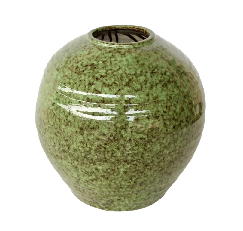 Ceramic Vase - Extra Large Green Mottled Pod - Ceramic