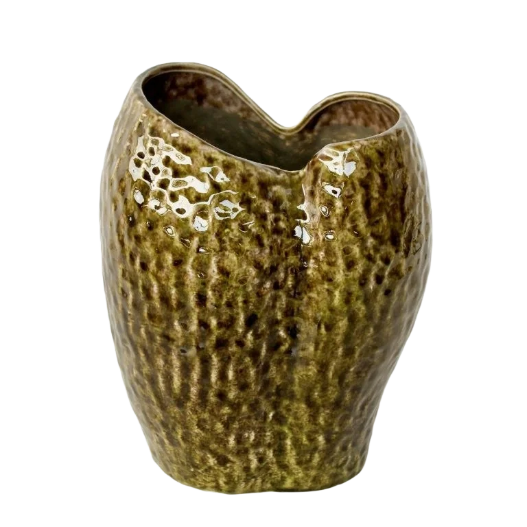Ceramic Vase - Forest Green Fluted - Ceramic