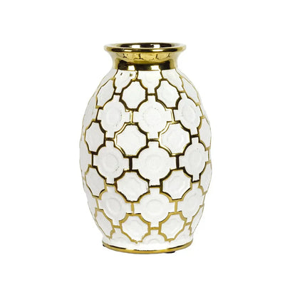 Ceramic Vase - Gold & White 24.5cm - Ceramic