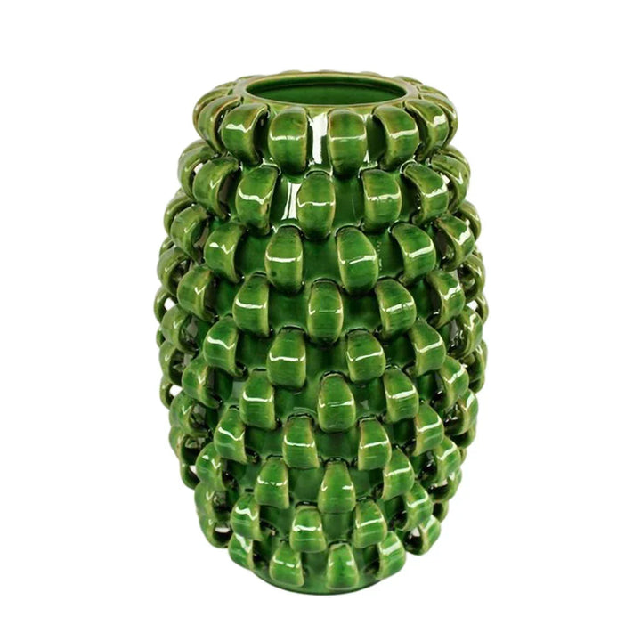 Ceramic Vase - Green Rings 38cm - Ceramic