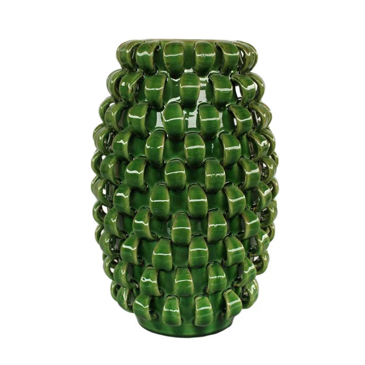 Ceramic Vase - Green Rings 38cm - Ceramic