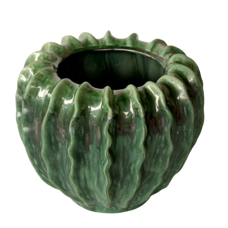 Ceramic Vase - Green Ruffled Pod - Ceramic