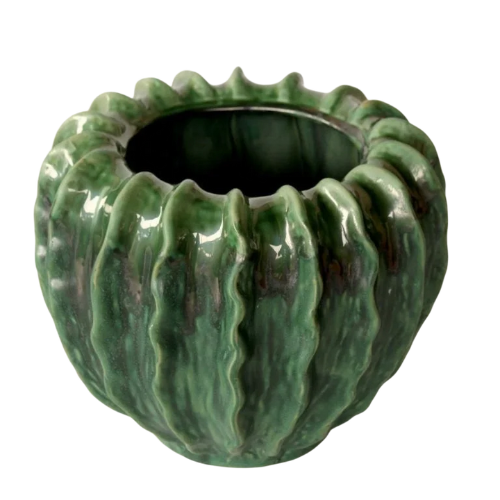 Ceramic Vase - Green Ruffled Pod - Ceramic