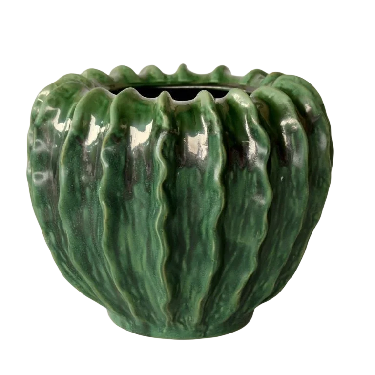Ceramic Vase - Green Ruffled Pod - Ceramic