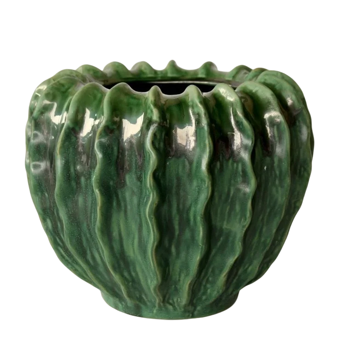 Ceramic Vase - Green Ruffled Pod - Ceramic