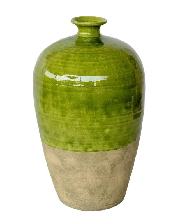 Ceramic Vase - Green Stone Bottle 45cm - Ceramic