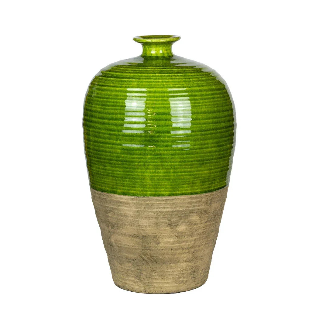 Ceramic Vase - Green Stone Bottle XL 50cm - Ceramic