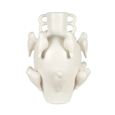 Ceramic Vase - Handled Birds 35cm - Ceramic