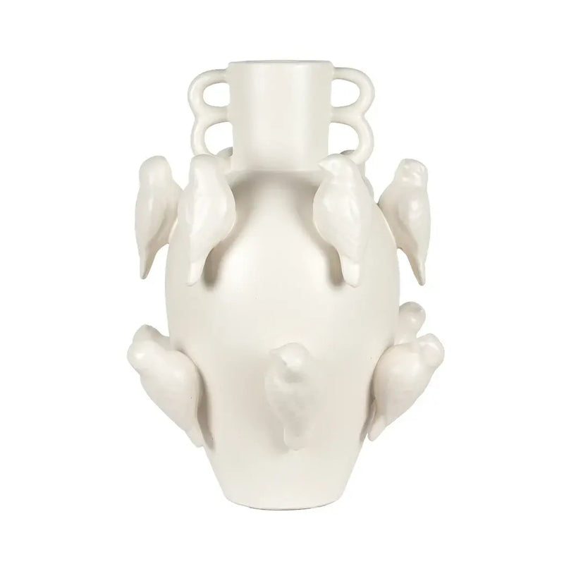 Ceramic Vase - Handled Birds 35cm - Ceramic