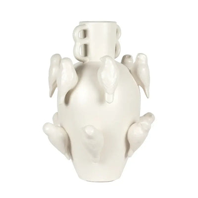 Ceramic Vase - Handled Birds 35cm - Ceramic