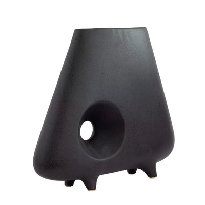 Ceramic Vase - Holed Black 28cm - Ceramic