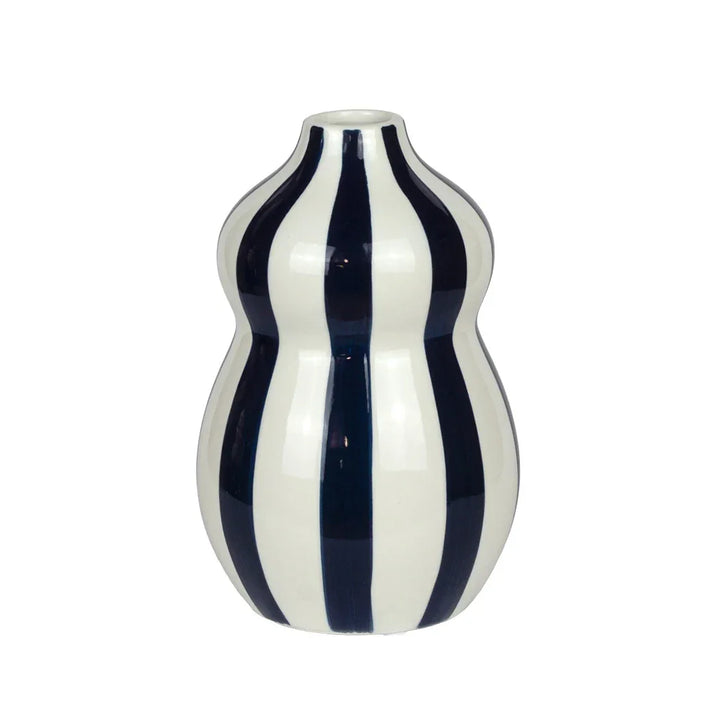 Ceramic Vase - Navy Blue &amp; White Gourd 18cm - Ceramic