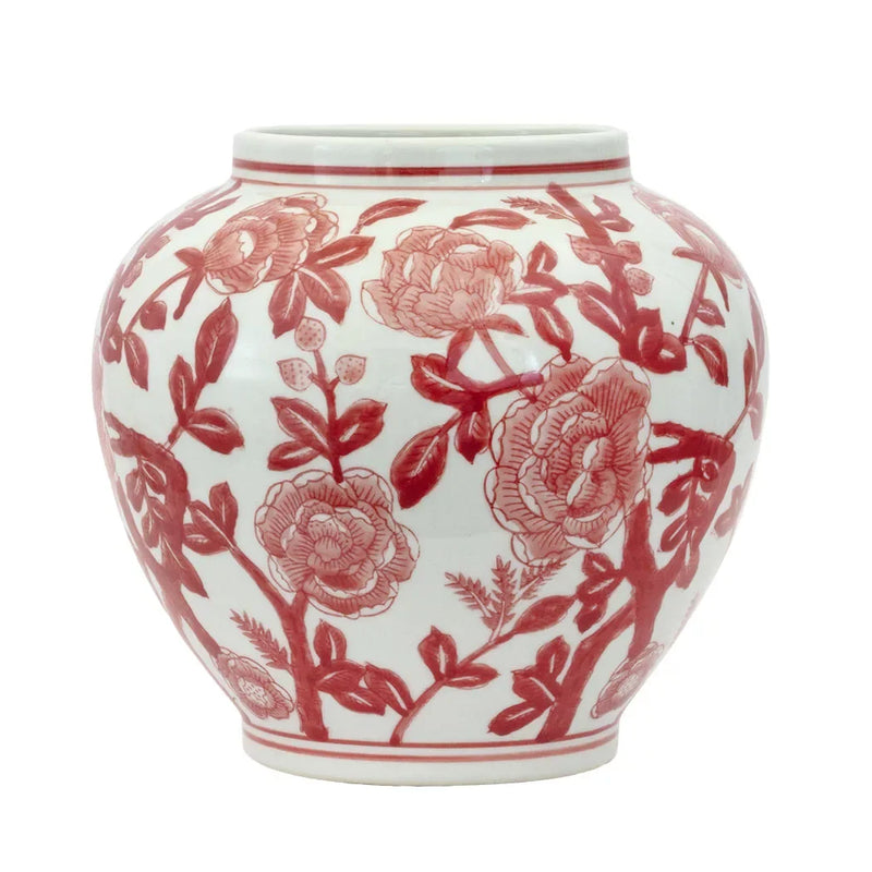 Ceramic Vase - Red Fatty Floral 18cm - Ceramic