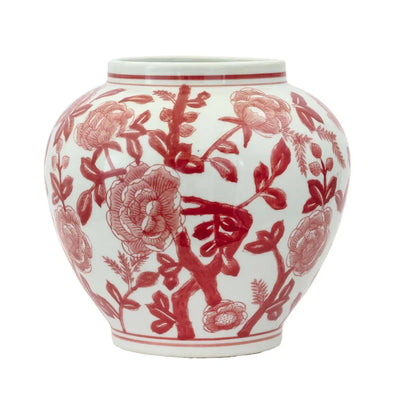 Ceramic Vase - Red Fatty Floral 18cm - Ceramic