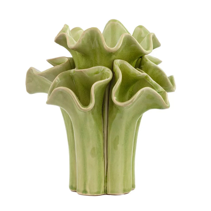 Ceramic Vase - Sculpted Green 23cm - Ceramic