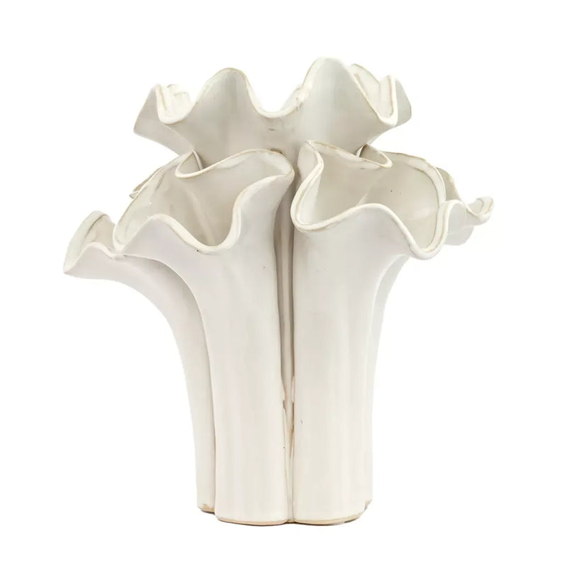 Ceramic Vase - Sculpted White 23cm - Ceramic