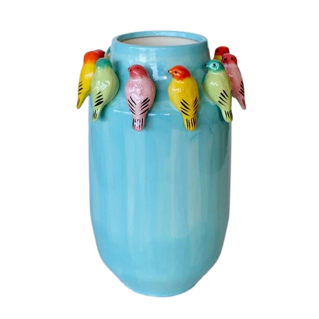 Ceramic Vase - Tall Flock of Colourful Birds 46cm - Ceramic