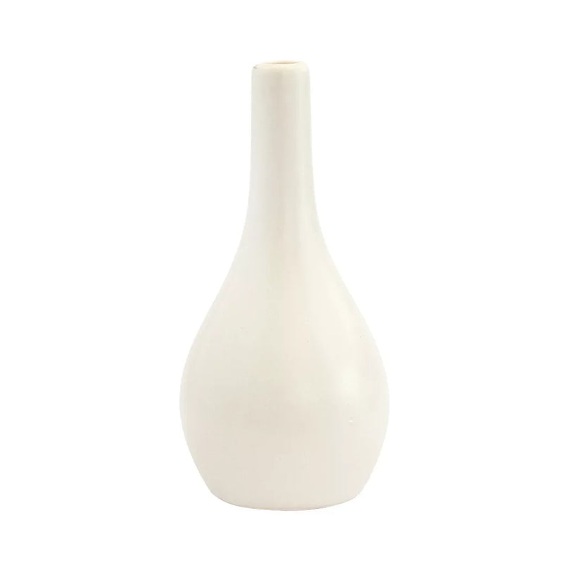 Ceramic Vase - Thin Neck White 18cm - Ceramic