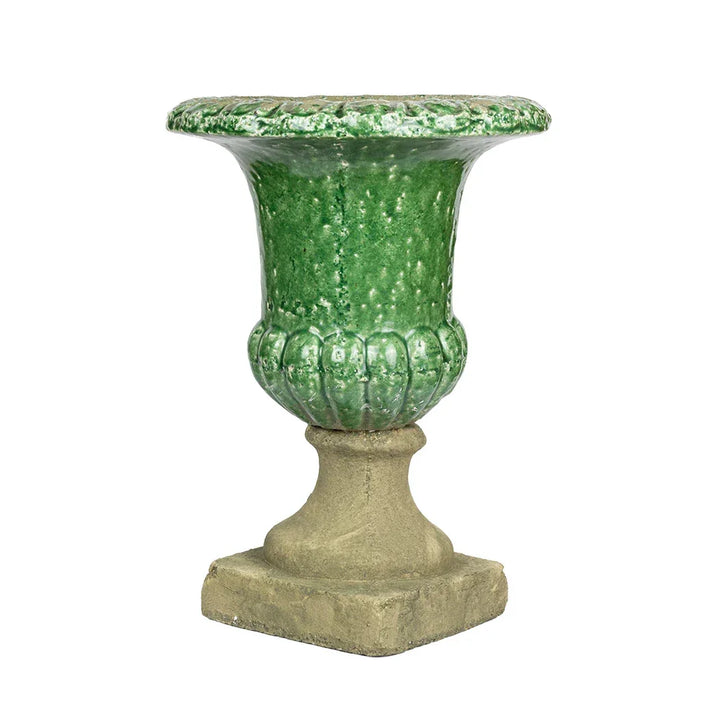 Ceramic Vase - Vintaged Green Stone Urn 39cm - Ceramic