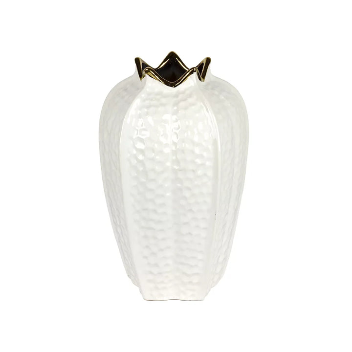 Ceramic Vase - White &amp; Gold Pomegranate 29cm - Ceramic