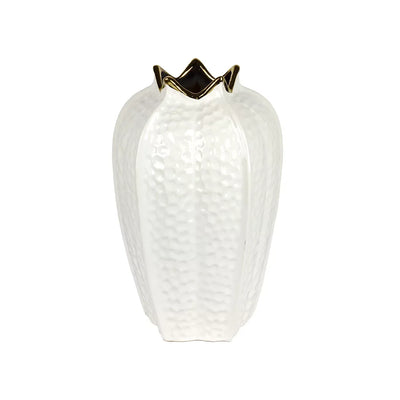 Ceramic Vase - White & Gold Pomegranate 29cm - Ceramic