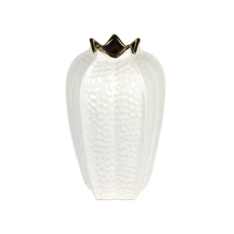 Ceramic Vase - White & Gold Pomegranate 29cm - Ceramic