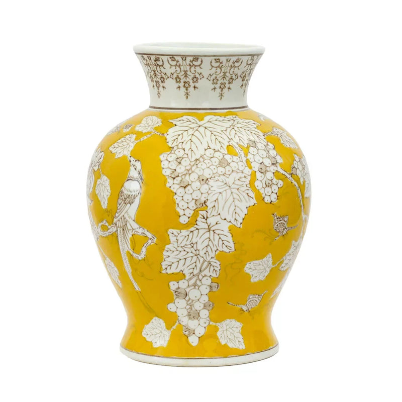 Ceramic Vase - Yellow Avian 22.5cm - Ceramic