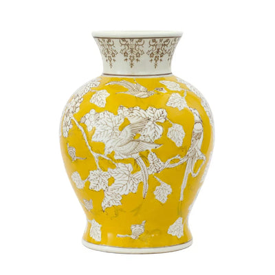 Ceramic Vase - Yellow Avian 22.5cm - Ceramic