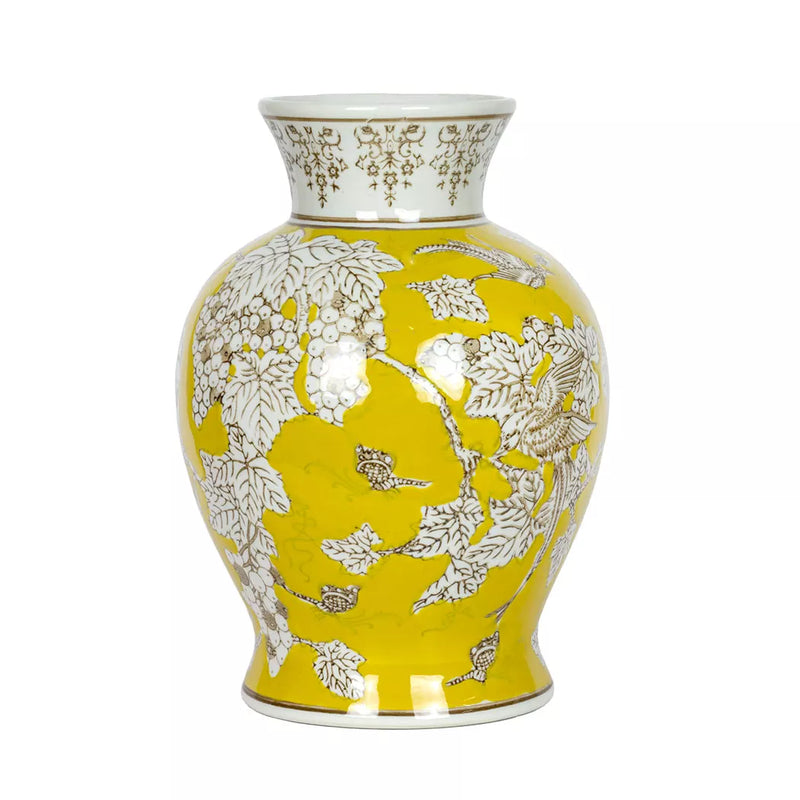 Ceramic Vase - Yellow Avian 22.5cm