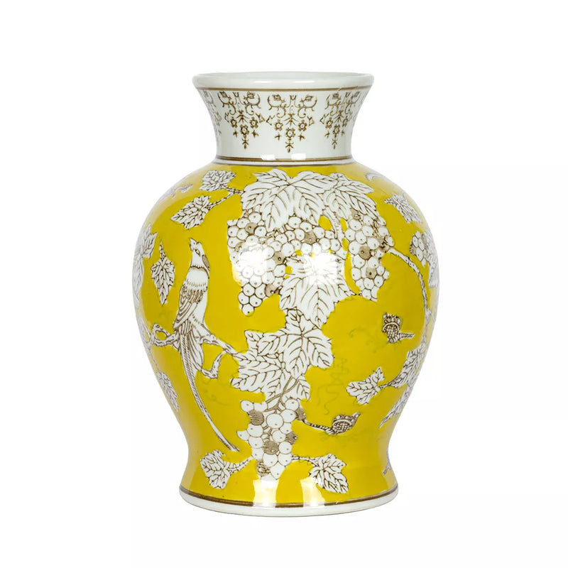 Ceramic Vase - Yellow Avian 22.5cm