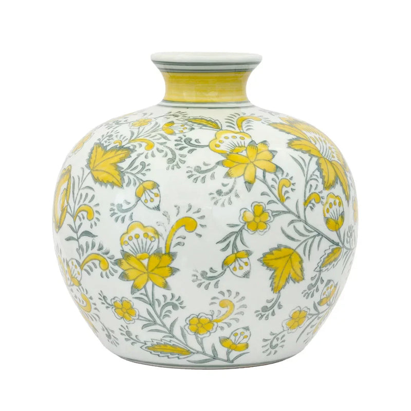 Ceramic Vase - Yellow Floral 20cm - Ceramic