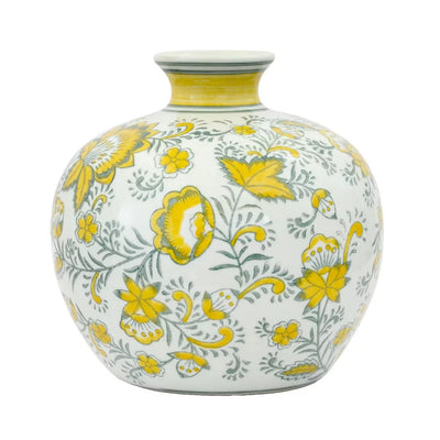 Ceramic Vase - Yellow Floral 20cm - Ceramic