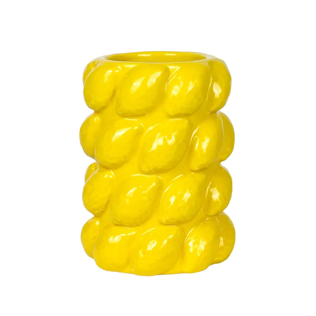 Ceramic Vase - Yellow Lemons 16cm - Ceramic