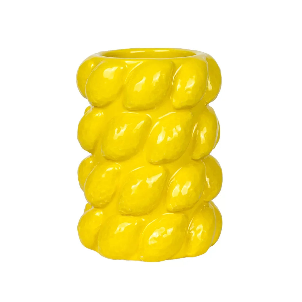 Ceramic Vase - Yellow Lemons 16cm - Ceramic