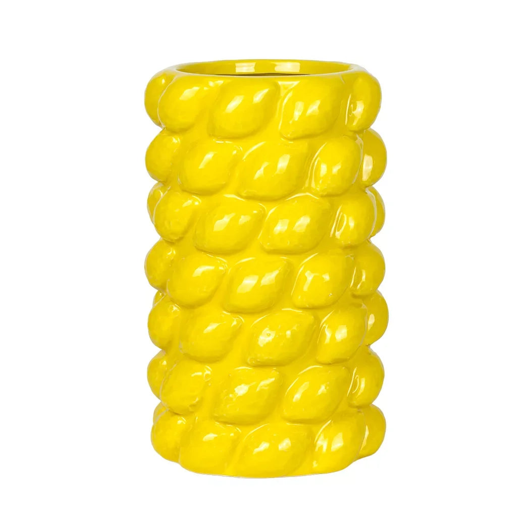 Ceramic Vase - Yellow Lemons 23.5cm - Ceramic