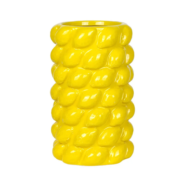 Ceramic Vase - Yellow Lemons 23.5cm - Ceramic