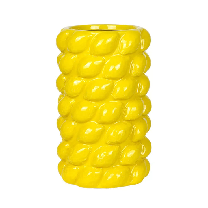 Ceramic Vase - Yellow Lemons 23.5cm - Ceramic