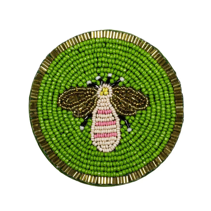 Coaster - Bee Green Beadwork - Beadwork