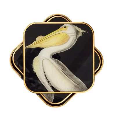 Coaster Set of 6 - Pelican Gold Square - Pewter