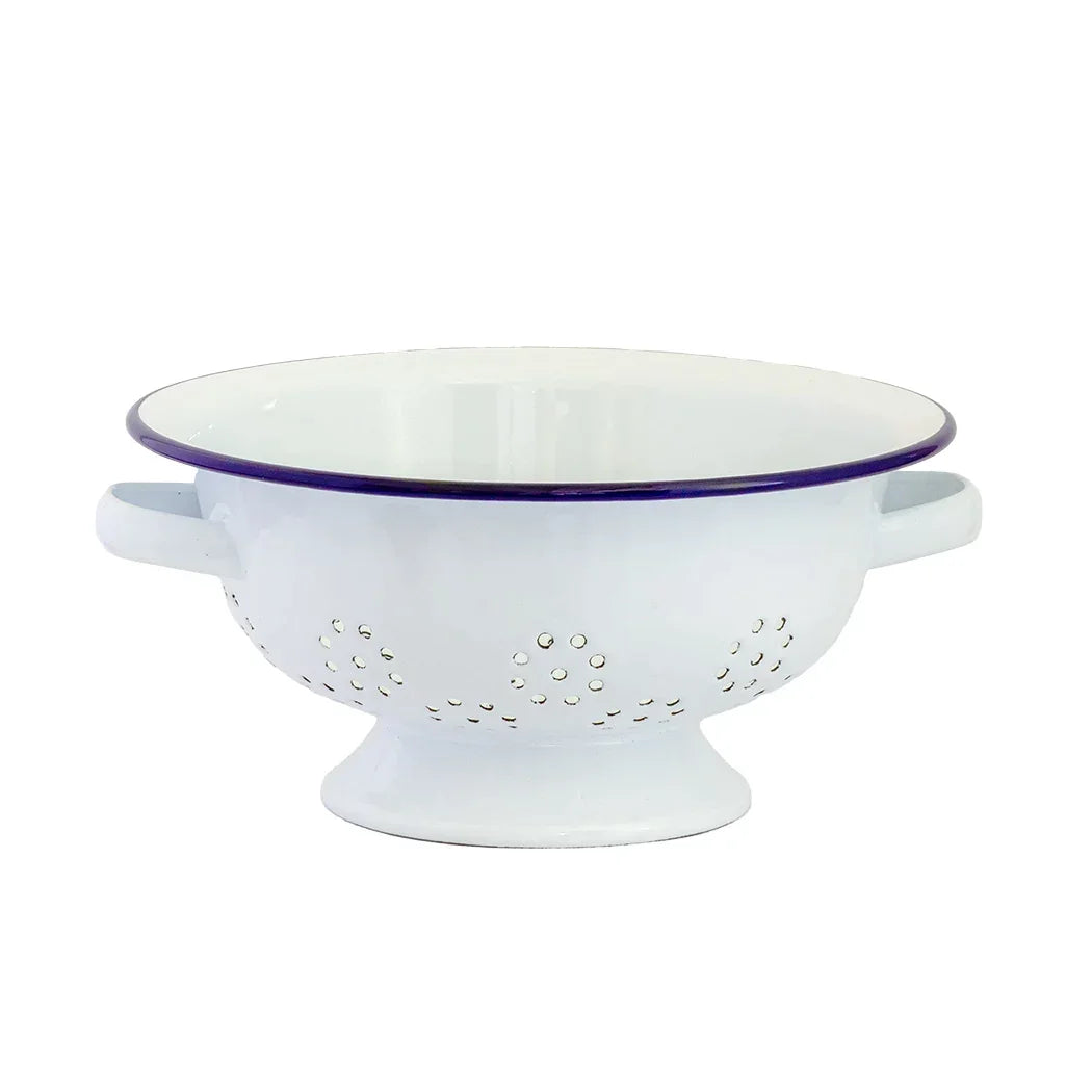 Colander - White & Blue 24cm - Enamel